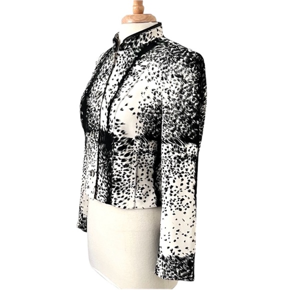 Alberto Makali Womens Animal Print MotoJacket Nehru Collar with leather trim - Picture 8 of 13